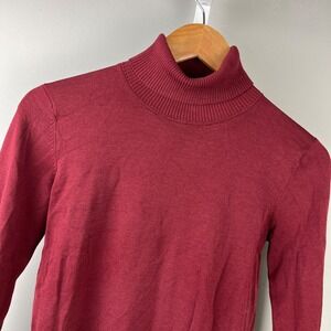 August Silk Turtleneck Knit Top Sweater Womens S Burgundy Red Old Money Classic